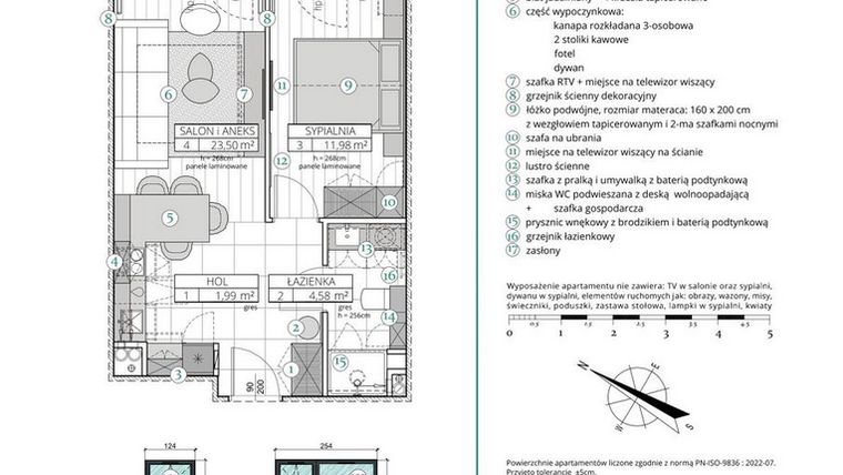 Rzut - Mieszkanie na sprzedaż 2 pokoje o powierzchni 42,05 m² - numer A.3.1 w Remedium