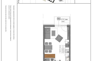 Rzut - Mieszkanie na sprzedaż 1 pokój o powierzchni 25,88 m² - numer A11 w Lipowa 45