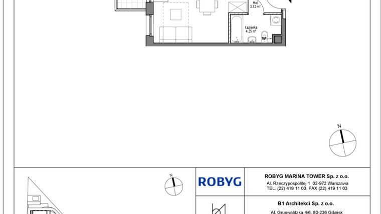 Rzut - Mieszkanie na sprzedaż 1 pokój o powierzchni 30,11 m² - numer I.1M09 w Osiedle Porto etap IJK