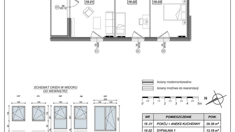 Rzut - Mieszkanie na sprzedaż 3 pokoje o powierzchni 67,47 m² - numer 9.A.19 w Nowe Południe bud. 9