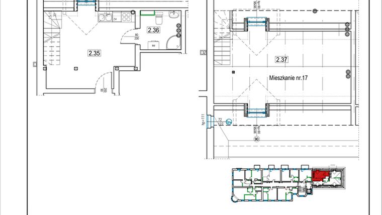 Rzut - Mieszkanie na sprzedaż 2 pokoje o powierzchni 36,86 m² - numer 12 w Kamienica 62