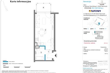 Rzut - Mieszkanie na sprzedaż 1 pokój o powierzchni 28,16 m² - numer 31 w Daszyńskiego Square etap 2