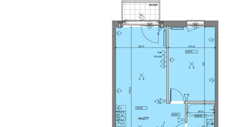 Rzut - Mieszkanie na sprzedaż 2 pokoje o powierzchni 42,31 m² - numer H34 w Miasto Ogród 6 - HELSINKI