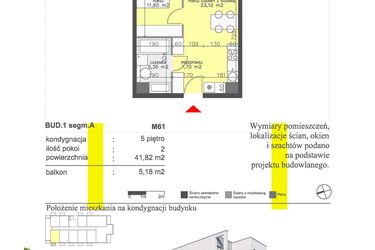 Rzut - Mieszkanie na sprzedaż 2 pokoje o powierzchni 41,82 m² - numer M61 w Apartamenty Dwa Światy etap II