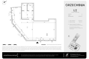 Rzut - Lokal użytkowy na sprzedaż 1 pokój o powierzchni 142,41 m² - numer U2 w Orzechowa 2