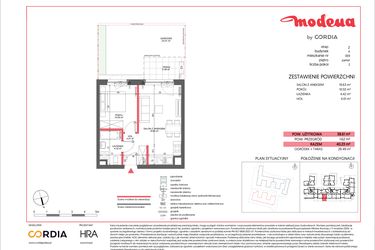 Rzut - Mieszkanie na sprzedaż 2 pokoje o powierzchni 38,61 m² - numer A.059 w Modena II