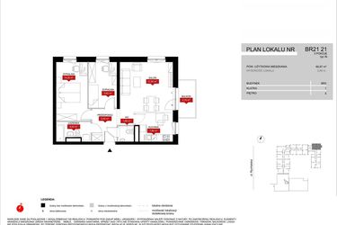 Rzut - Mieszkanie na sprzedaż 3 pokoje o powierzchni 66,87 m² - numer BR21/21 w Browary Wrocławskie 2