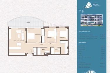 Rzut - Mieszkanie na sprzedaż 3 pokoje o powierzchni 107,65 m² - numer GB-1B w Marina Golden Bay