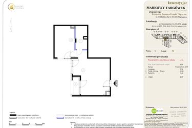 Rzut - Mieszkanie na sprzedaż 2 pokoje o powierzchni 47,94 m² - numer 54 w Markowy Targówek