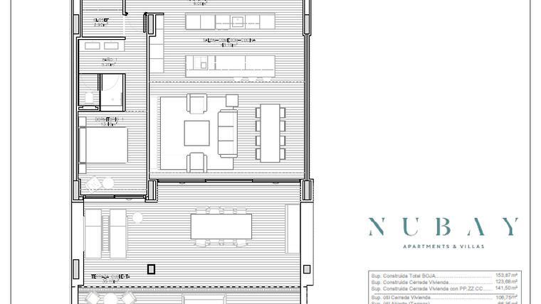 Rzut - Mieszkanie na sprzedaż 3 pokoje o powierzchni 123,68 m² - numer 61A w Nubay