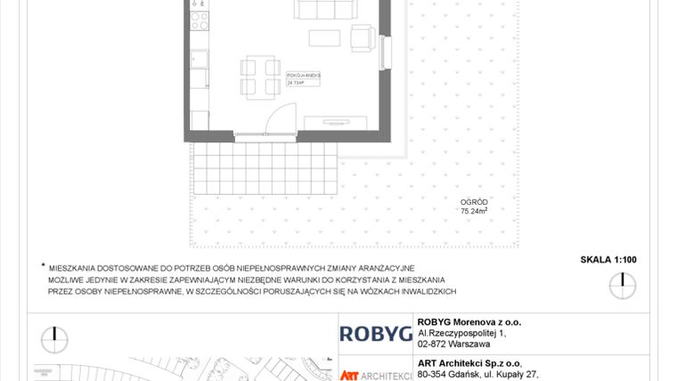 Rzut - Mieszkanie na sprzedaż 1 pokój o powierzchni 58,85 m² - numer 3.10.0M06 w Szumilas etap III