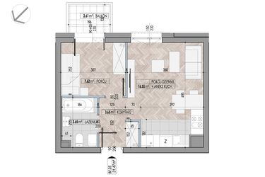 Rzut - Mieszkanie na sprzedaż 2 pokoje o powierzchni 31,47 m² - numer 25 w Kamienica przy Ciepłej