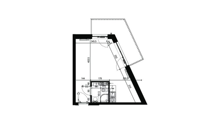 Rzut - Mieszkanie na sprzedaż 1 pokój o powierzchni 28,75 m² - numer AB.4.054 w Nadolnik Compact Apartments etap III