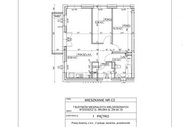 Rzut - Mieszkanie na sprzedaż 3 pokoje o powierzchni 52,31 m² - numer C2 w Bruska