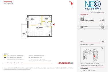 Rzut - Mieszkanie na sprzedaż 2 pokoje o powierzchni 33,78 m² - numer 140 w Neo Nova Ochota 3