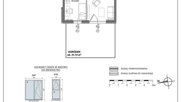 Rzut - Mieszkanie na sprzedaż 2 pokoje o powierzchni 33,21 m² - numer 6.A.04 w Urzeka bud. 6 i 7