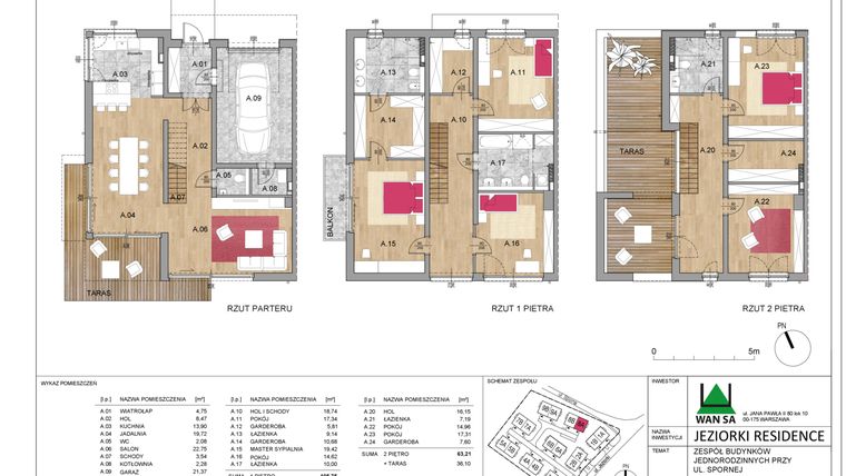 Rzut - Dom na sprzedaż 6 pokoi o powierzchni 267,82 m² - numer 8A w Jeziorki Residence