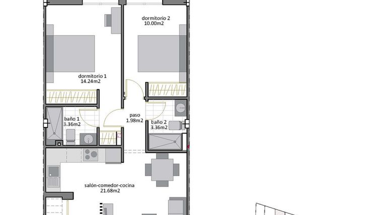 Rzut - Dom na sprzedaż 2 pokoje o powierzchni 66,81 m² - numer 2 w Domy w San Pedro del Pinatar - 43608777
