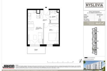 Rzut - Mieszkanie na sprzedaż 2 pokoje o powierzchni 39,47 m² - numer M.LM.20.26 w Myslovia