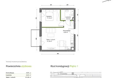 Rzut - Mieszkanie na sprzedaż 2 pokoje o powierzchni 40,85 m² - numer C2/E/04 w Orawska Vita