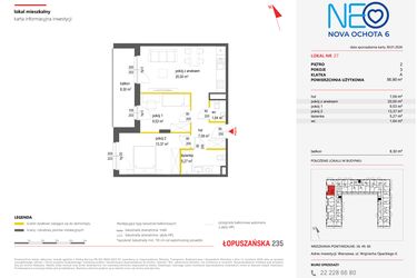 Rzut - Mieszkanie na sprzedaż 3 pokoje o powierzchni 56,9 m² - numer 27 w Neo Nova Ochota 6