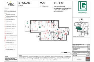 Rzut - Mieszkanie na sprzedaż 2 pokoje o powierzchni 54,78 m² - numer 26 w Vita Ząbki