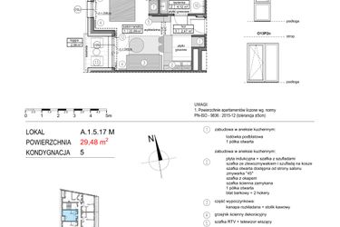 Rzut - Mieszkanie na sprzedaż 1 pokój o powierzchni 29,42 m² - numer A.1.5.17M w Mikołajki Apartamenty
