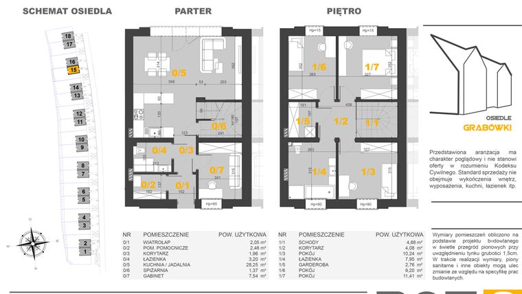 Rzut - Dom na sprzedaż 5 pokoi o powierzchni 100,33 m² - numer 15 w Osiedle Grabówki