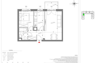 Rzut - Mieszkanie na sprzedaż 2 pokoje o powierzchni 44,21 m² - numer D/037/M w City Vibe