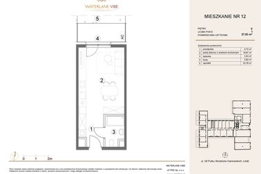 Rzut - Mieszkanie na sprzedaż 1 pokój o powierzchni 27,83 m² - numer 12 w Waterlane Vibe