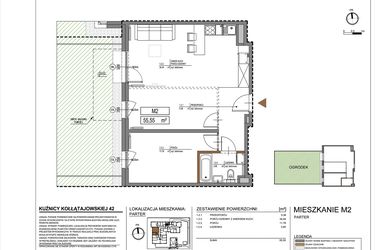 Rzut - Mieszkanie na sprzedaż 2 pokoje o powierzchni 55,55 m² - numer M2 w Kuźnicy Kołłątajowskiej 42