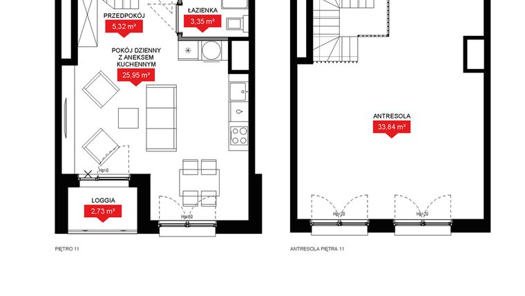 Rzut - Mieszkanie na sprzedaż 1 pokój o powierzchni 68,46 m² - numer A2 363 w 29L