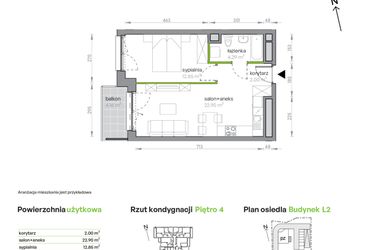 Rzut - Mieszkanie na sprzedaż 2 pokoje o powierzchni 42,04 m² - numer L2/4/32 w Legnicka Vita
