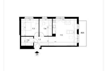 Rzut - Mieszkanie na sprzedaż 3 pokoje o powierzchni 56,83 m² - numer LM25 w Kameralna Koszykarska