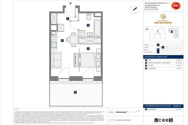 Rzut - Mieszkanie na sprzedaż 2 pokoje o powierzchni 29,64 m² - numer G-31 w Apartamenty Park Matecznego Etap 2