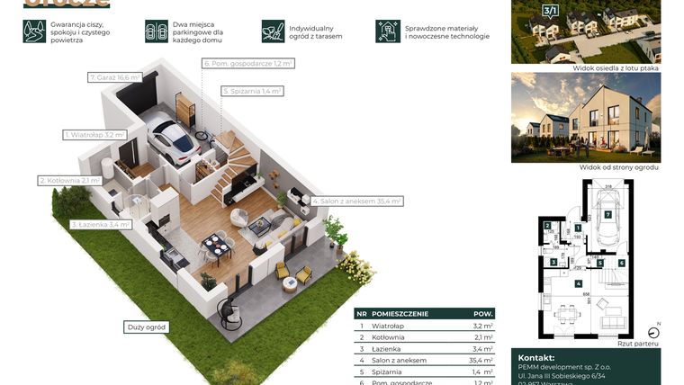 Rzut - Dom na sprzedaż 5 pokoi o powierzchni 128,4 m² - numer 3/1 w Łazy Urocze II