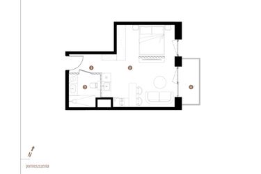 Rzut - Mieszkanie na sprzedaż 1 pokój o powierzchni 31,3 m² - numer A2.1.08 w Apartamenty Grundmanna