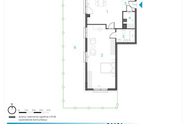 Rzut - Mieszkanie na sprzedaż 1 pokój o powierzchni 63,74 m² - numer 1.M.14 w Incepti Gaj 2