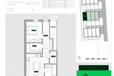 Rzut - Mieszkanie na sprzedaż 3 pokoje o powierzchni 57,5 m² - numer H1 w Zielona Krzyszkowicka