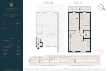 Rzut - Dom na sprzedaż 3 pokoje o powierzchni 68,33 m² - numer L64 w Osiedle Św. Marcina
