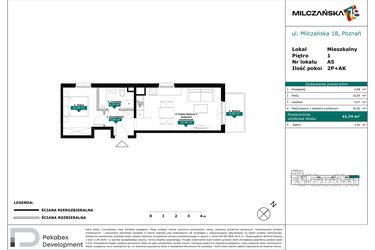 Rzut - Mieszkanie na sprzedaż 2 pokoje o powierzchni 41,74 m² - numer A5 w Milczańska 18