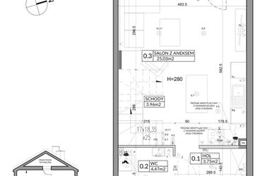 Rzut - Dom na sprzedaż 3 pokoje o powierzchni 72,9 m² - numer 6B w Nova Magdalenka 7