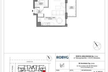 Rzut - Mieszkanie na sprzedaż 1 pokój o powierzchni 29,03 m² - numer A.3M16 w Dobre Miejsce