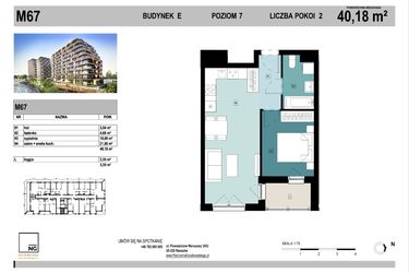 Rzut - Mieszkanie na sprzedaż 2 pokoje o powierzchni 40,03 m² - numer E67 w Panorama Kwiatkowskiego