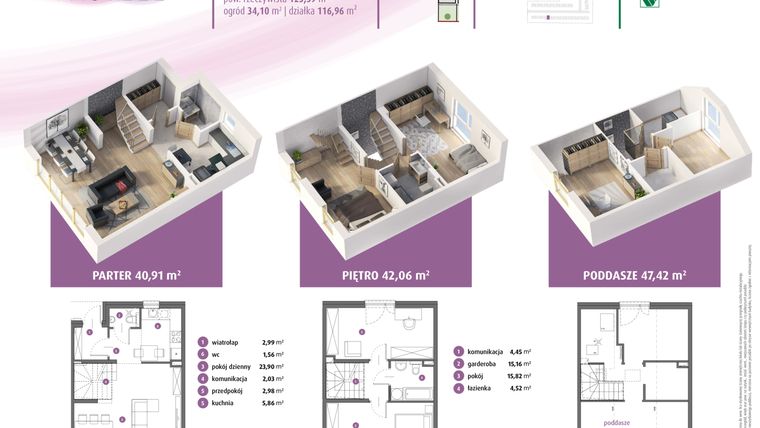 Rzut - Dom na sprzedaż 4 pokoje o powierzchni 126,74 m² - numer 22b w Osiedle Pastell