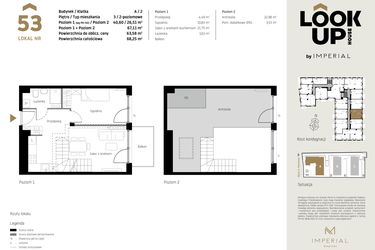 Rzut - Mieszkanie na sprzedaż 2 pokoje o powierzchni 67,11 m² - numer A.53 w Look Up House