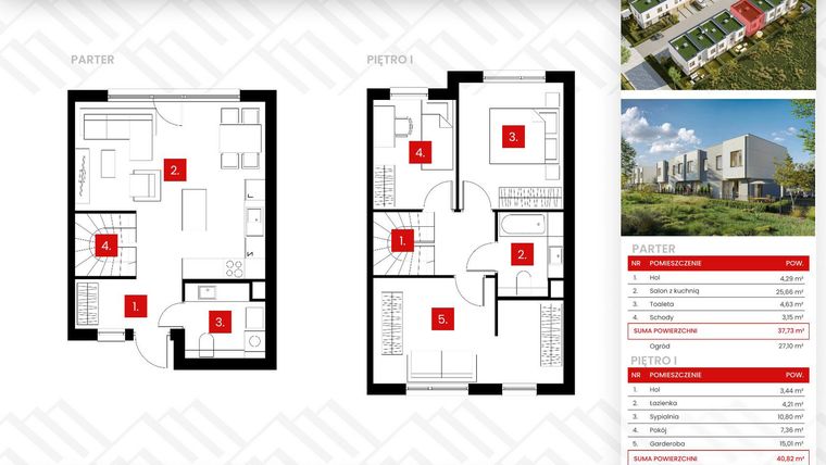 Rzut - Dom na sprzedaż 4 pokoje o powierzchni 78,55 m² - numer 11_2 w Osiedle Zakątek Nadrzeczna