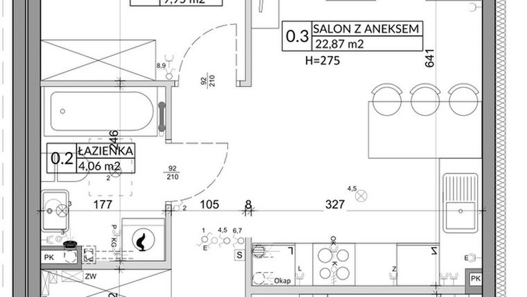 Rzut - Mieszkanie na sprzedaż 3 pokoje o powierzchni 57,39 m² - numer 30A w Osiedle Młodych