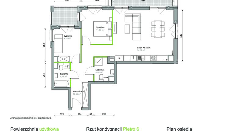 Rzut - Mieszkanie na sprzedaż 3 pokoje o powierzchni 80,03 m² - numer G.34 w Ślężna Vita