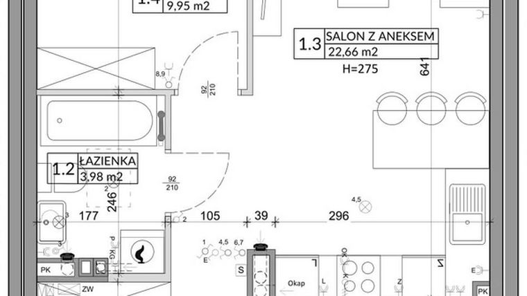 Rzut - Mieszkanie na sprzedaż 3 pokoje o powierzchni 56,89 m² - numer 73B w Osiedle Młodych etap VII